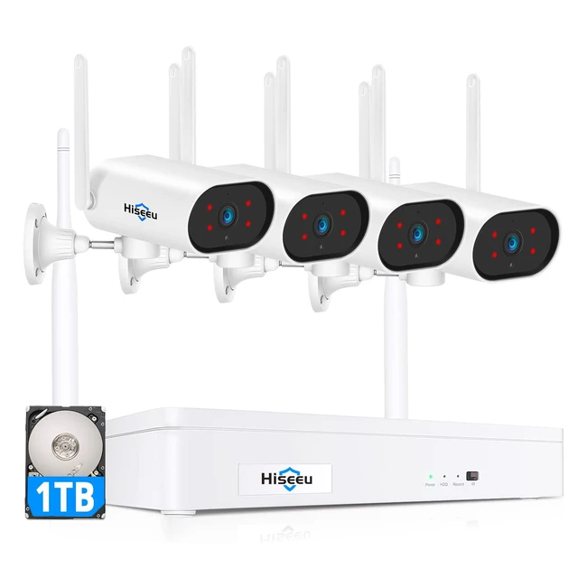 2kpan 180 hiseeu 3mp Wireless Security Camera System8ch H265 NVR WiFi CCTV Camera System with 1TB HDD4 Pan 180 WiFi Security CamerasTwoway AudioNight VisionMotion DetectionRemote View