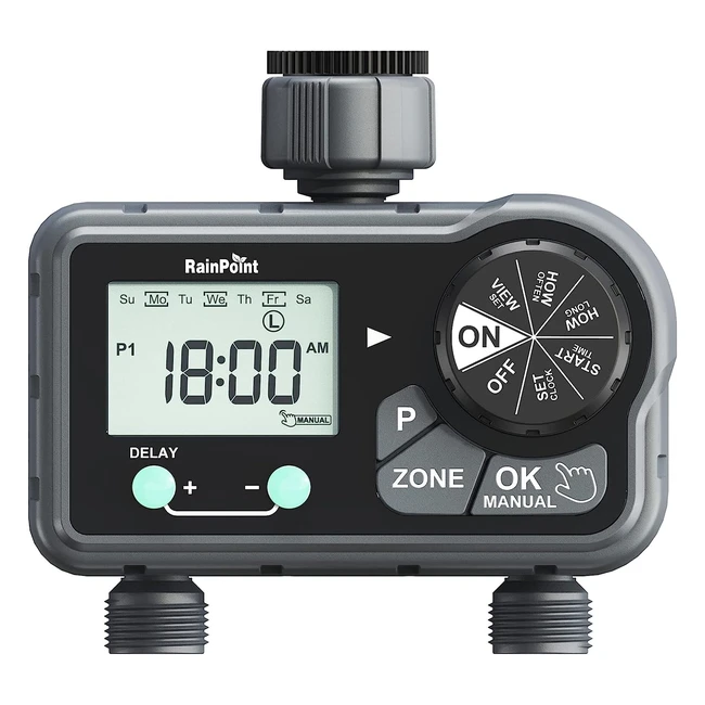 Rainpoint Sprinkler Timer - Programmable Water Timer for Garden Hose - 2 Outlet