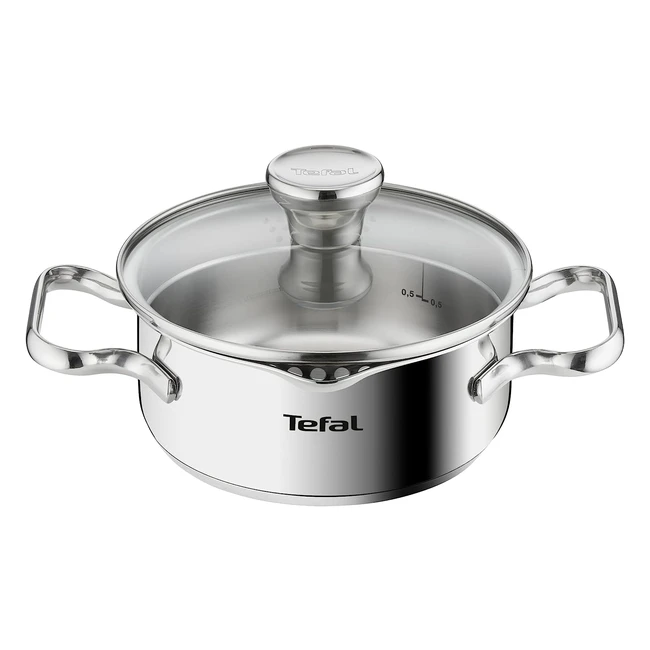TEFAL Duetto Faitout 16 cm - Couvercle filtrant astucieux - Garantie 10 ans - Acier inoxydable 18/10