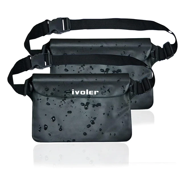 iVoler 2 unidades Riñonera Impermeable Universal | Bolsa Estanca para playa, rafting, kayak | Negro