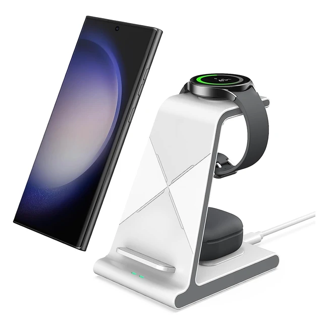 Cargador Inalámbrico Rápido 3 en 1 - Samsung Z Flip4Z Fold4S22S21S21 - Galaxy Watch 55 Pro4Active 2 - Galaxy Buds Pro