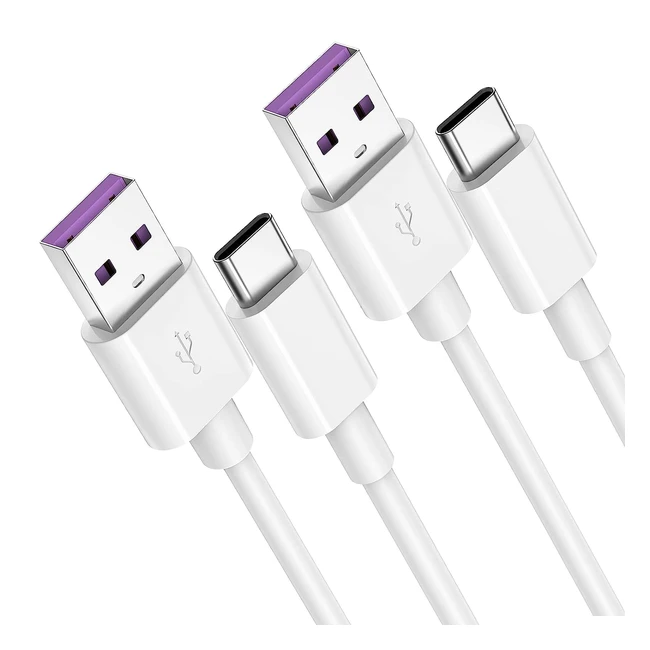 Cavo Globalink 5A Supercharge USB Type-C Ricarica Rapida 2Pack 2m QC 3.0 Huawei P40P40 ProP30P30 Lite Mate 3030 Pro2020 Pro10P20P20 ProP10P10 PlusP9P9 Bianco