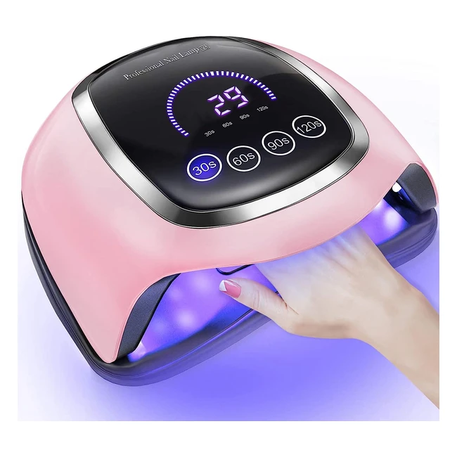 Naxbey LED Nail Lamp 168W UV Lamps for Gel Nails - Fast Drying, LCD Touch Screen, Auto Sensor