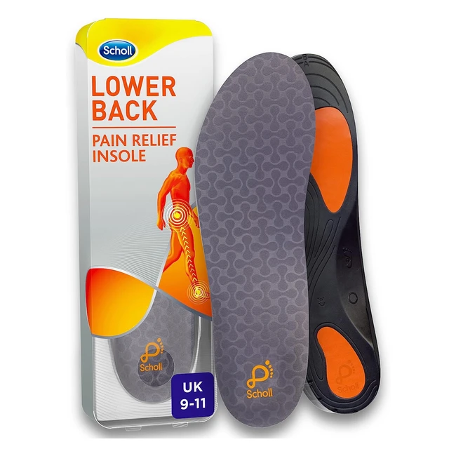 Scholl Orthotic Insole - Lower Back Pain Relief - UK Size 9-11 - Shock Absorptio