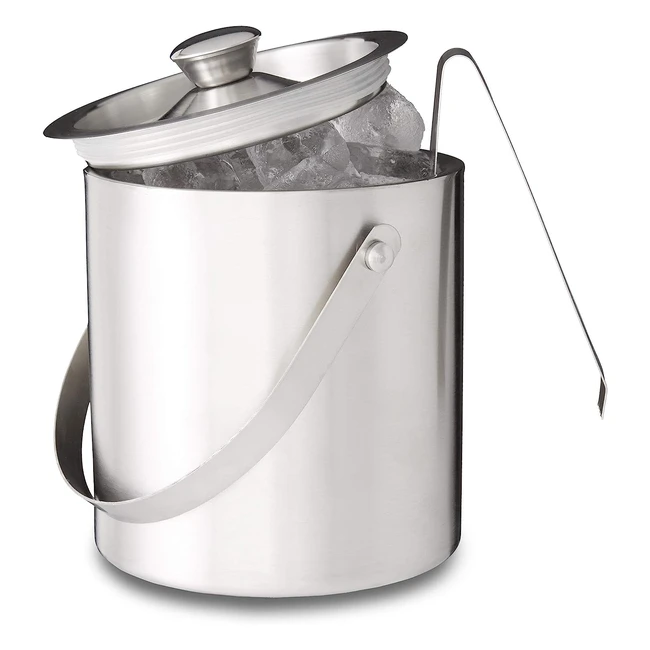 Seau  glaons Relaxdays 10020841 en inox argent 2L avec couvercle - Hxlxp 17x