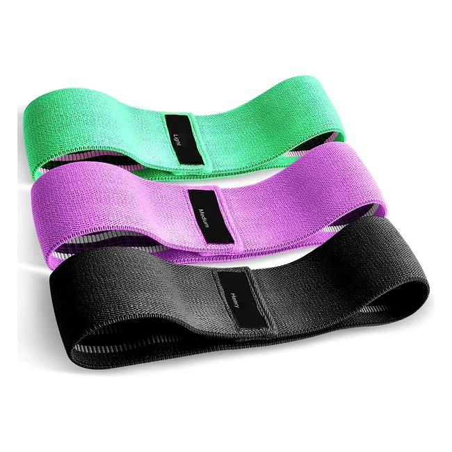Fabric Resistance Bands Set of 3 - Workout Fitness Bands for Hips & Glutes - Non-Slip Booty Bands