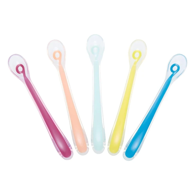 Set de 5 cucharas de silicona Babymoov, apto para lavavajillas - ¡Ayuda a tu bebé a explorar nuevos sabores y texturas!