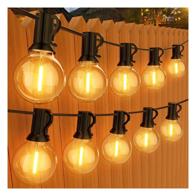 Catena Luminosa Esterno G40 150ft 45m - Luci da Esterno Giardino Impermeabile - Decorazioni per Feste, Matrimoni, Vacanze - GPatio