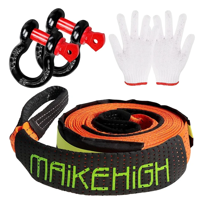Maikehigh Tow Rope 5m x 5cm 10 Ton 22000 lbs Offroad Recovery