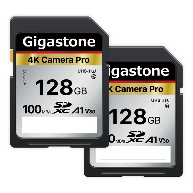 Carte mémoire SDXC 128 Go 4K Caméra Pro Série Lot de 2 Cartes Vitesse jusqu'à 100 Mo/s