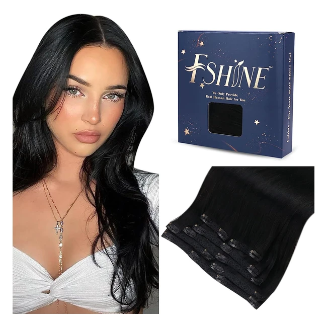 Extension Cheveux Fshine 40cm 120g 7pcs Noir - Vrais Cheveux Humains