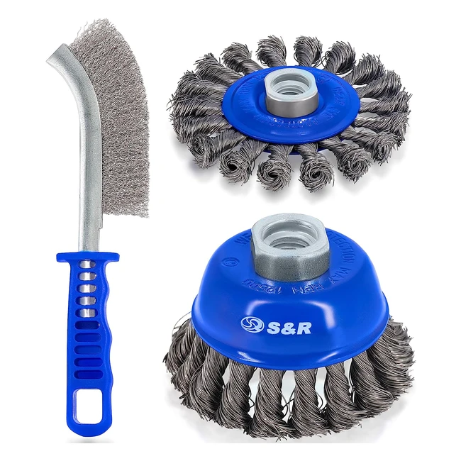 Juego 3 Cepillos Metlicos para Amoladora - Cepillo de Taza 75mm Cepillo Redon