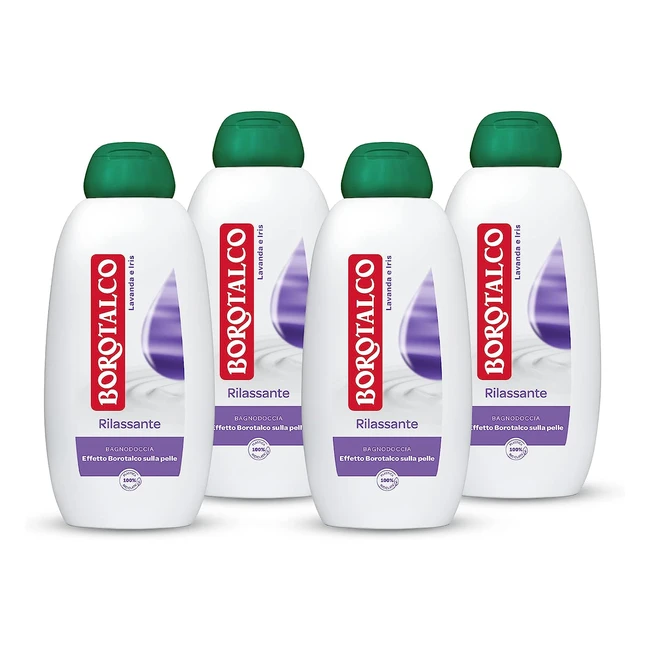 Bagnodoccia Rilassante Lavanda e Iris - Formula Rilassante per un Effetto Borotalco sulla Pelle - 4 Flaconi da 600 ml