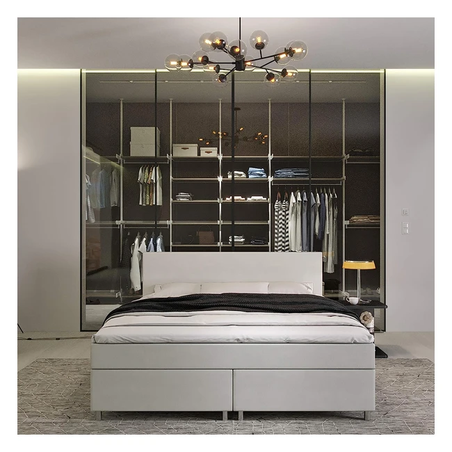 Innocent P4 Boxspringbett 180 x 200 cm in weiem Kunstleder 2-lagiger Visco 6 