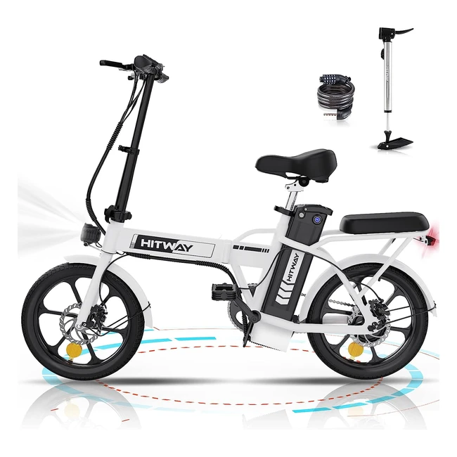 Vélo électrique pliable Hitway 16'' - Moteur 250W - Batterie 36V 8.4Ah - 3 vitesses - Autonomie 35km - Homme/Femme
