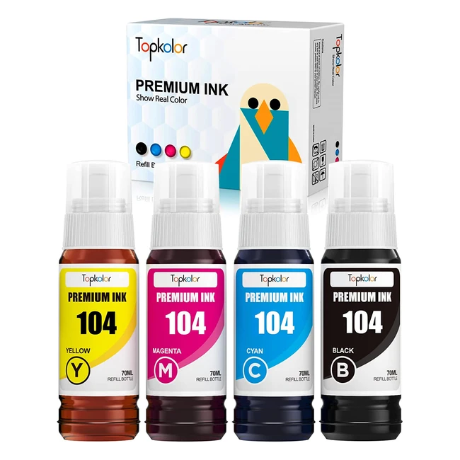 Topkolor 104 Ink Bottle for Epson 104 Ecotank Ink - High Performance Vibrant Co