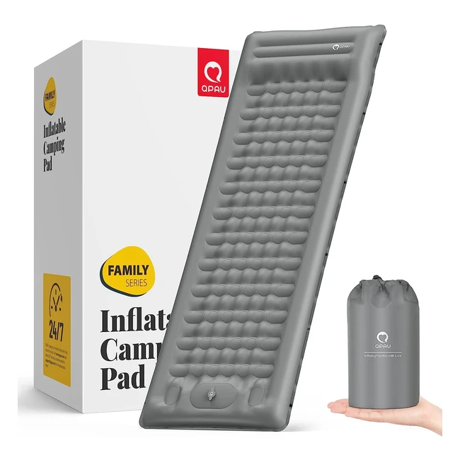 QPau Camping Sleeping Pad - Enhanced Support for Comfort Sleep - Built-in Foot Pump - Durable Mattress - Grey