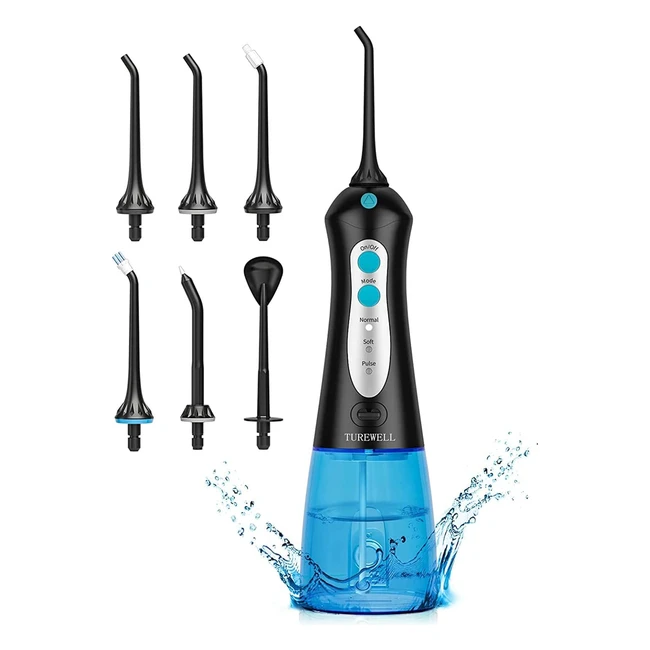 Turewell FC1592 Water Flosser - Cordless, 300ml Tank, 3 Modes, 6 Jet Tips