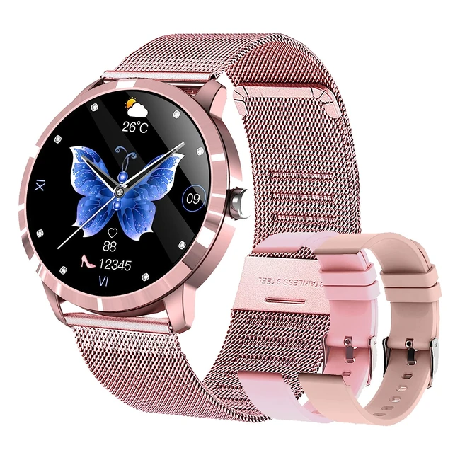Montre Connectée Homme Femme Smartwatch Samsung Huawei Xiaomi Android iOS Podomètre Montre Sport Cardiofréquencemètre Etanche IP68 GPS Partagé Modes Notification de Message Rose