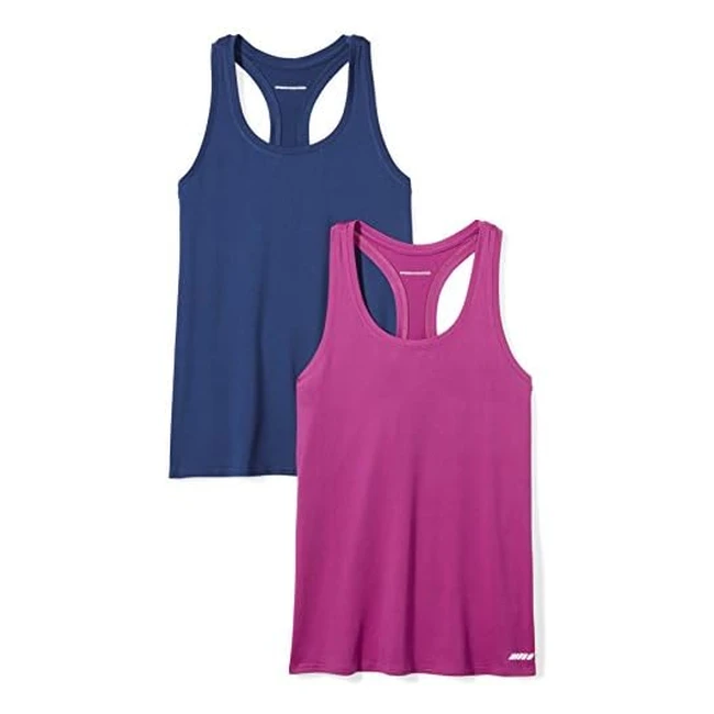 Camiseta técnica Amazon Essentials, espalda deportiva, tallas grandes, pack de 2, azul marino/rosa magenta