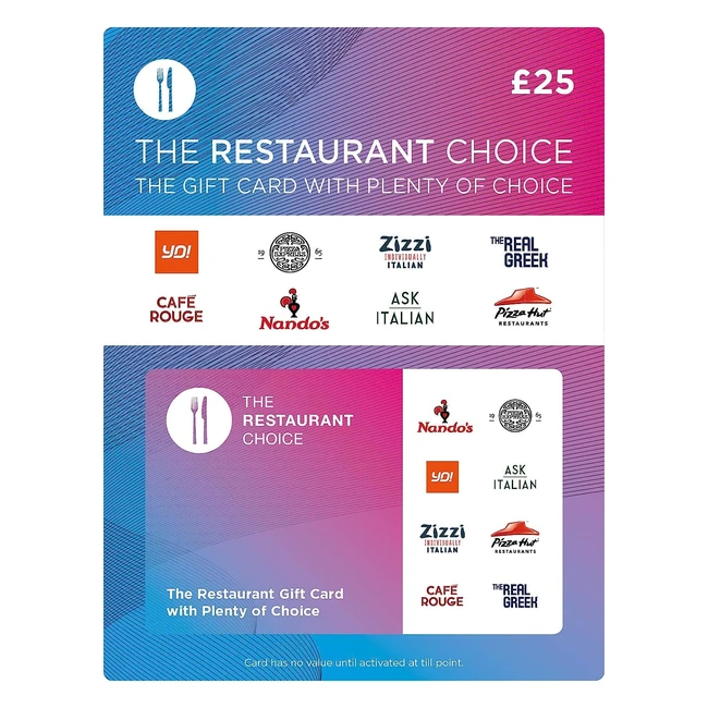 Restaurant Choice Gift Card - Italian French Greek Sushi and More - Buy Now