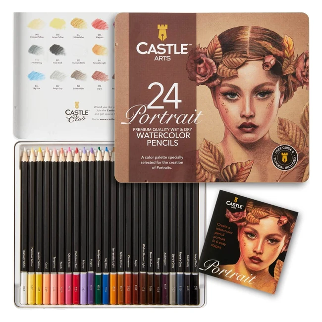 Caja Lápices Acuarela Estilo Retratos - 24 Colores Intensos