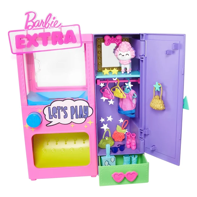 Barbie Extra Surprise Fashion Playset - 20 Pieces, Pet Poodle Closet, Pushbutton Feature