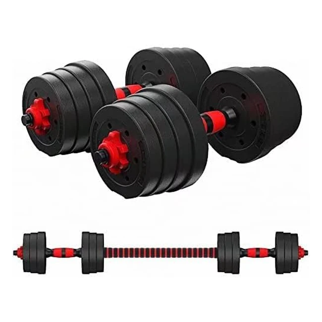 Ensemble d'haltères réglables pour musculation - 2 en 1 - Barres de musculation avec serrure de sécurité - Noir