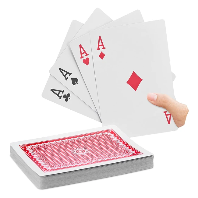 Cartes de Poker Jumbo XXL - Jeu de 54 - Accessoire de Casino en Plastique - Amusant ou Déco - 18 x 13 cm - Multicolore