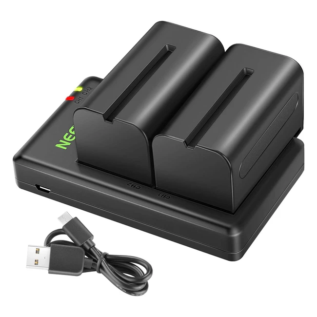 Neewer NPF750 2Pack 5600mAh Li-ion Replacement Battery with USB Charger - Compatible with Sony NPF550 570 750 770