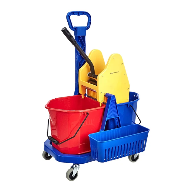 AmazonCommercial TwinBucket Wringer Trolley | 17L | Commercial-Grade | Easy Manoeuvrability