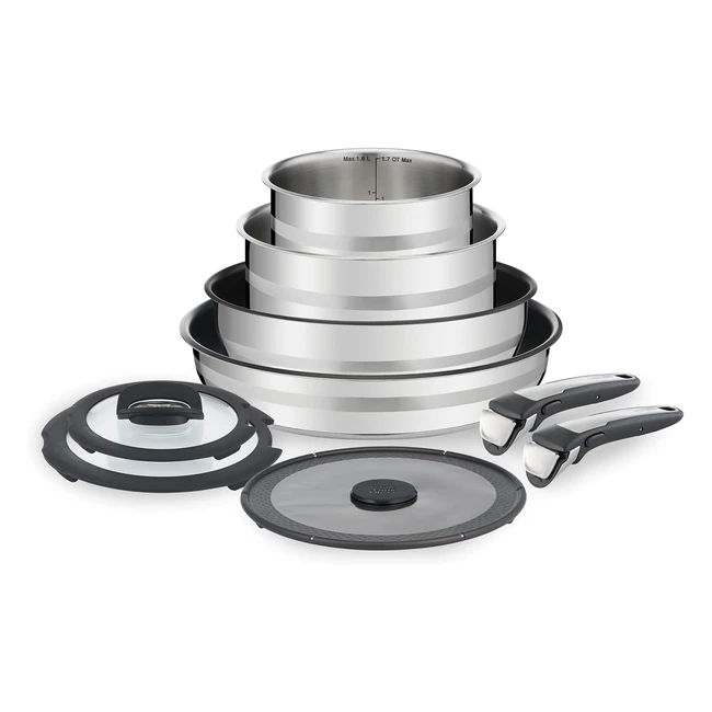 Tefal L9569132 Ingenio Jamie Oliver 9-Piece Stainless Steel Induction Set