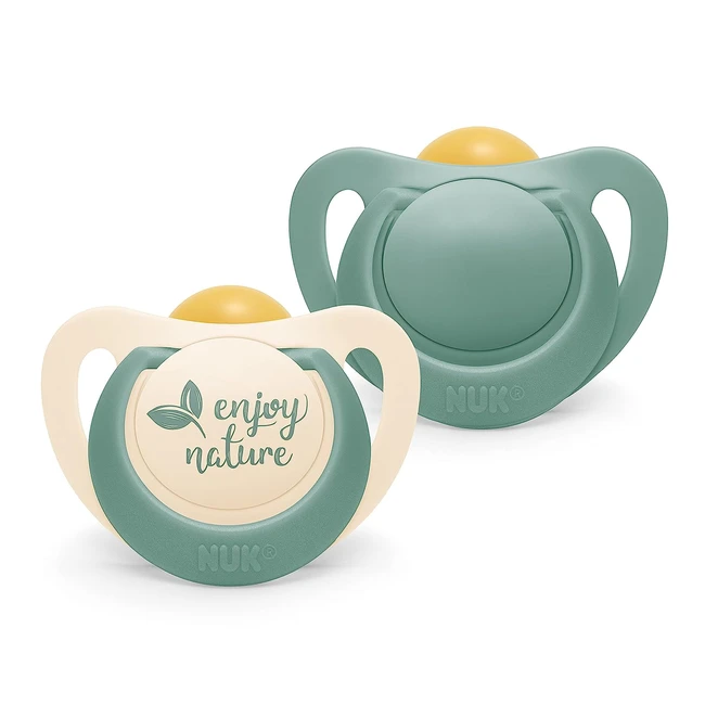 NUK for Nature Baby Schnuller 06 Monate nachhaltiger Gummischnuller aus über 98 natürlichen Rohstoffen Eukalyptusgrün 2er Pack