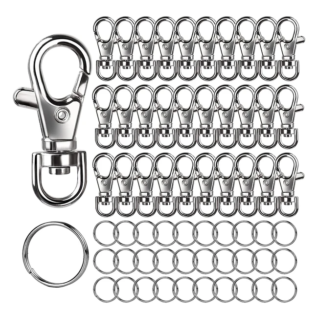 60pcs Key Chain HoopKeyring Leobro 30pcs Metal Lobster Claw Clasp Swivel Lanyard