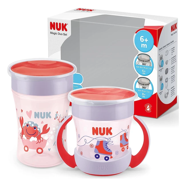 NUK Magic Cup Mini Magic Cup Duo Set, 360 Trinkrand, auslaufsicher, ab 6 Monaten, BPA-frei