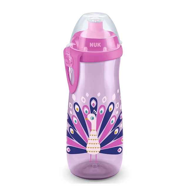NUK Sports Cup Kinder Trinkflasche mit Chamleoneffekt 24 Monate BPAfrei 450ml Pfau Lila