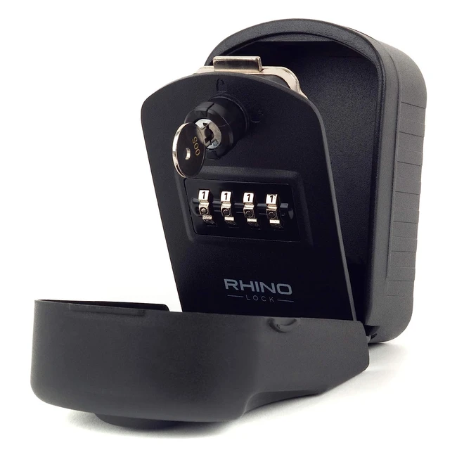 Rhino Lock Secure Pro Combination Key Safe Wall Mounted Lock Box - Large Internal Storage - 4 Digit Lock - Emergency Key Access
