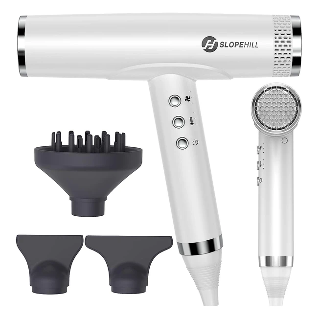 Asciugacapelli professionale slopehill con motore brushless, 11000rpm, tecnologia oxy active, attacchi magnetici