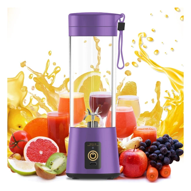 Tragbarer Mixer für Smoothies und Shakes, USB wiederaufladbar, 400 ml, ideal für Babybrei, Fitness und Reisen