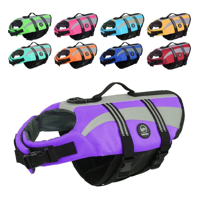 Emust Giubbotti di Salvataggio per Cani Regolabili - Alta Visibilità - Sicurezza - Viola XS