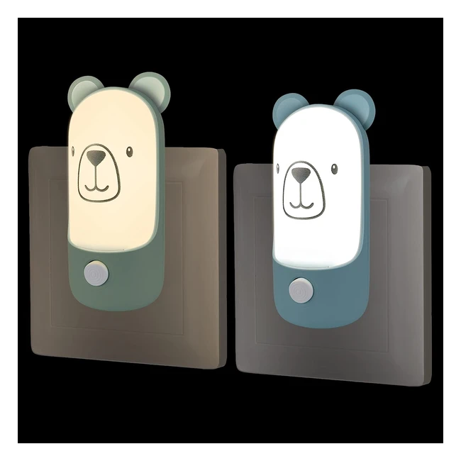 Veilleuse enfant prise électrique lot de 2 oursons de nuit LED