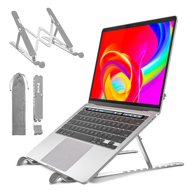 Support ordinateur portable 9 niveaux réglables en alliage d'aluminium - Compatible avec MacBook Dell HP