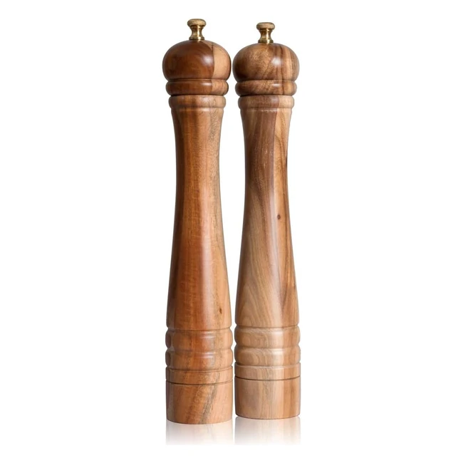 Macina Sale e Pepe Deroteno Regolabile - Acciaio Inossidabile e Ceramica - Legno di Acacia - H30cm