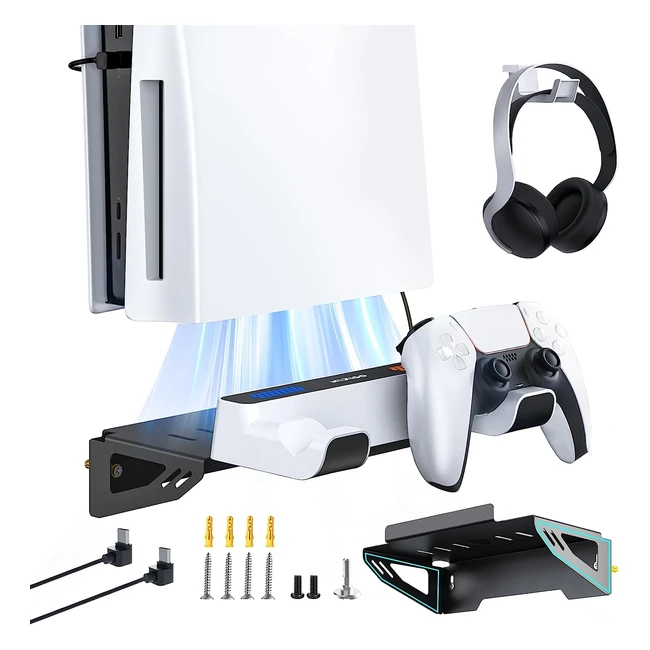Support mural Nexigo PS5 avec station de charge - Version disque et numérique - Chargeurs doubles pour manettes - Acier robuste
