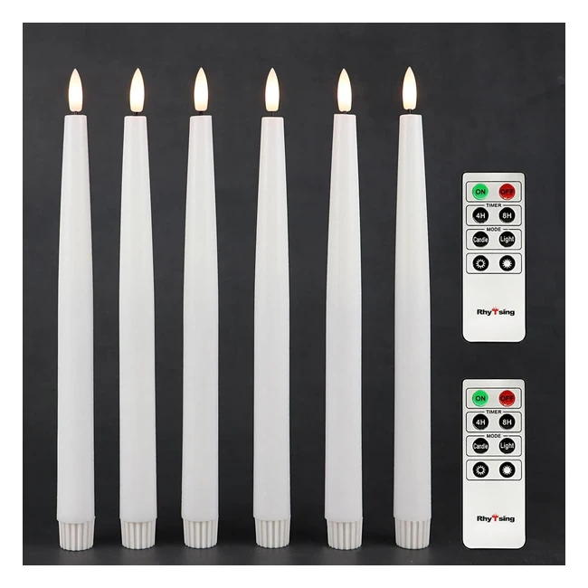 Lot de 6 bougies chandelier LED blanche avec 2 télécommandes pour Noël - H29 cm