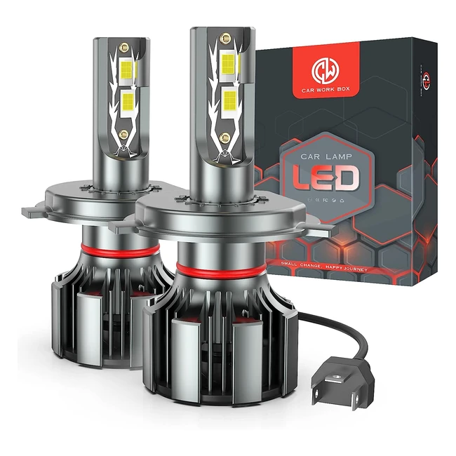 Ampoules LED H4 16000lm 80W - Plus Lumineuses que Halogène - 6500K - Faisceau Lev et Faible