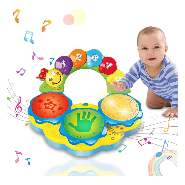 Corlou Portable Musical Drums Piano Baby Toys 6-12 Months | Music, Lights, Funny Sounds