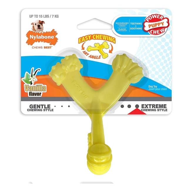 Nylabone Puppy Power Axis Bone - Teething Chew Toy for Small Dogs (up to 11kg) - Vanilla Flavour