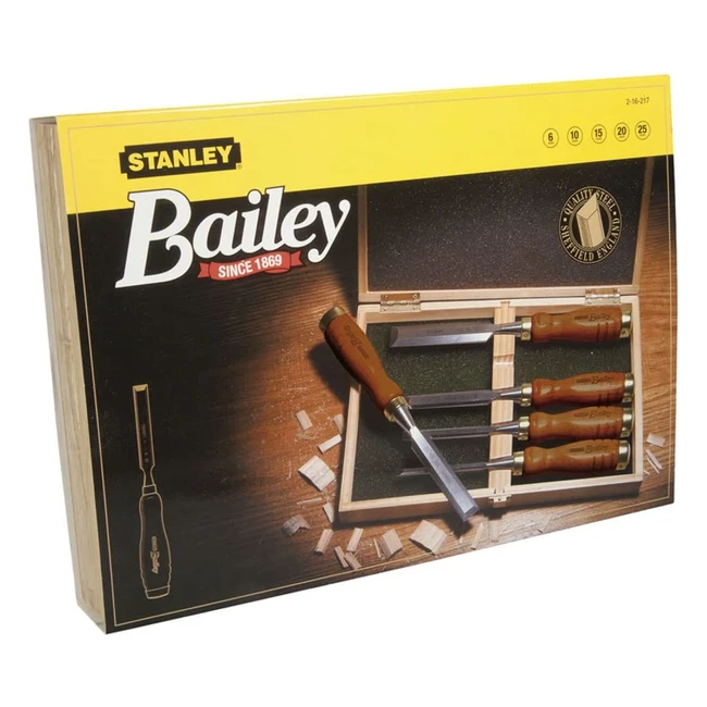 Ciseau à bois Stanley avec manche en bois - Jeu de 5 ciseaux (216217)