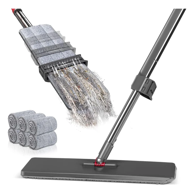 Mopa Plana de Microfibra Myiosus con Mango de Acero Inoxidable - Envo 6 Almoha